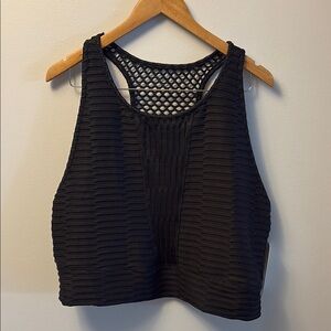 NWT Nine West Active Textured Mesh-Back Sports Bra in Black Size 3X